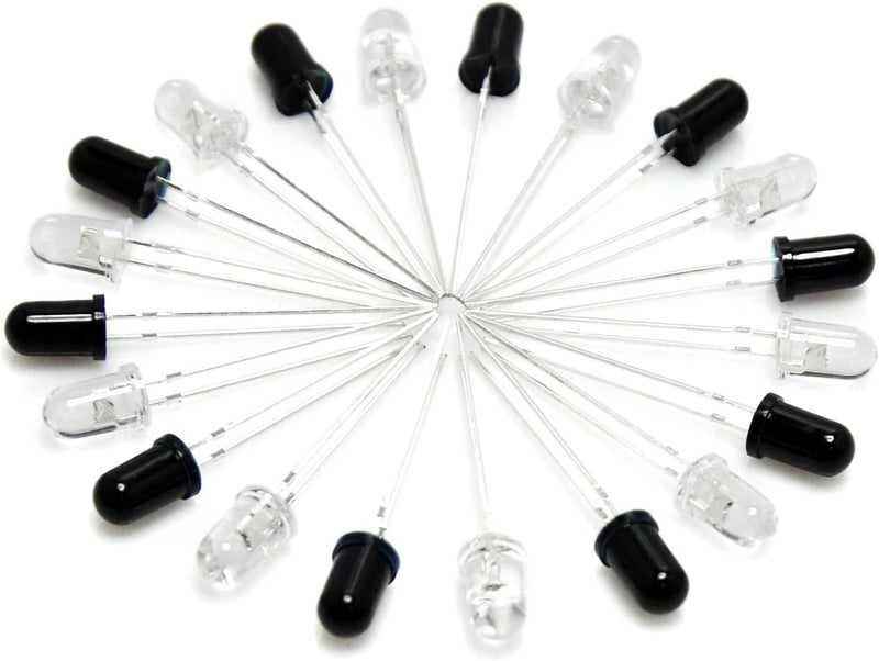 hiBCTR 5mm 940nm LEDs Infrared Emitter and IR Receiver Diode for Arduino (Pack of 20pcs) EK8443 - Image 1